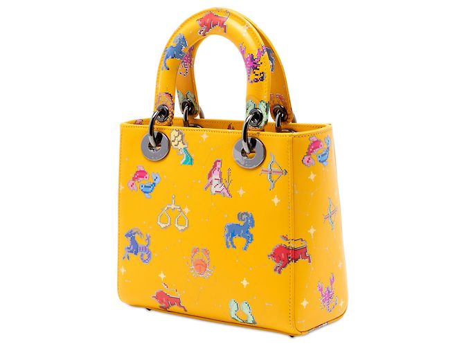 Lady Dior in pelle di vitello Pixel Zodiac gialla Giallo - vista 2