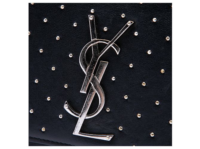 Saint Laurent Black Medium Studded Calfskin Monogram Kate Crossbody - view 5