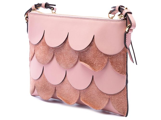 Bolsa transversal Peyton em couro e camurça rosa com acabamento recortado Burberry - vista 2