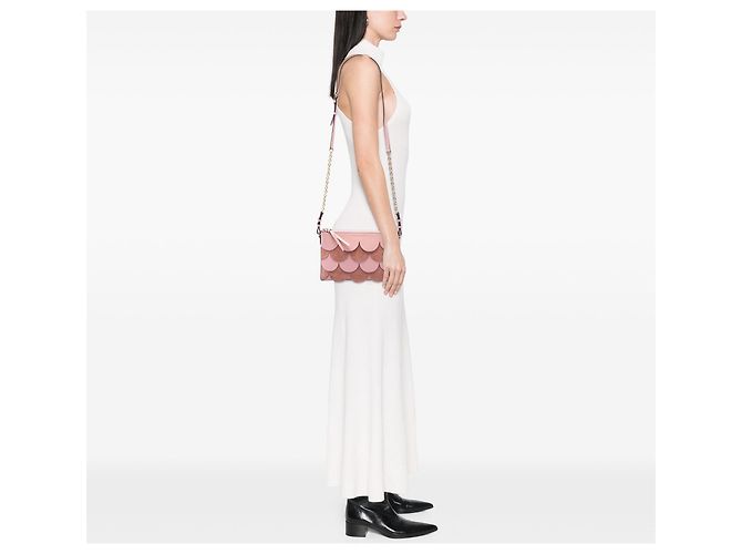Bolsa transversal Peyton em couro e camurça rosa com acabamento recortado Burberry - vista 6