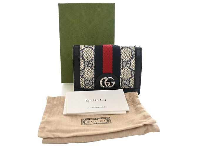 Cartera Compacta Gucci Beige GG Supreme Web Ophidia - vista 12