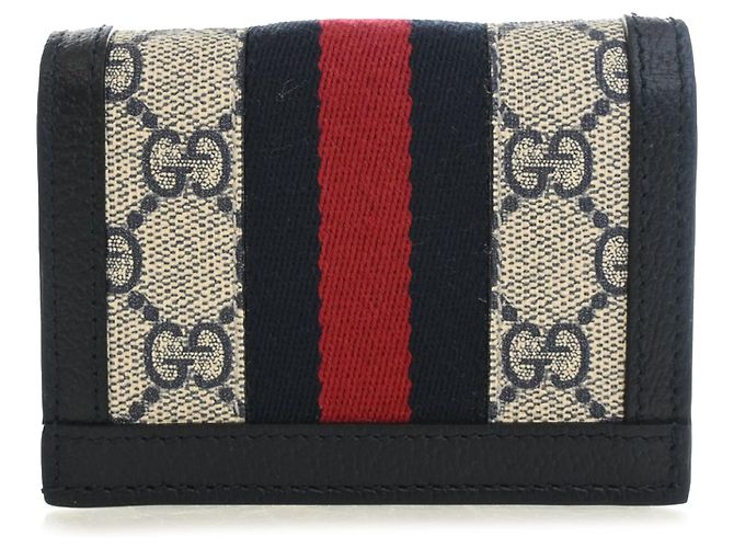 Cartera Compacta Gucci Beige GG Supreme Web Ophidia - vista 2