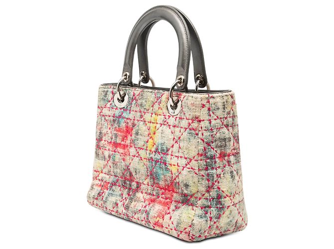 Dior Beige Medium Multicolor Tweed Cannage Lady Dior - view 2