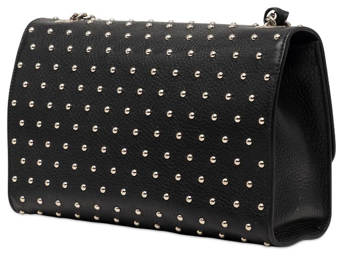 Gucci Black Medium Studded Leather Miss Bamboo Crossbody Preto - vista 2