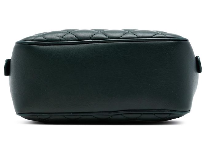 Vanity Beauty Case Chanel Green Small CC Quilted Calfskin Top Handle con Catena Verde Verde scuro - vista 3