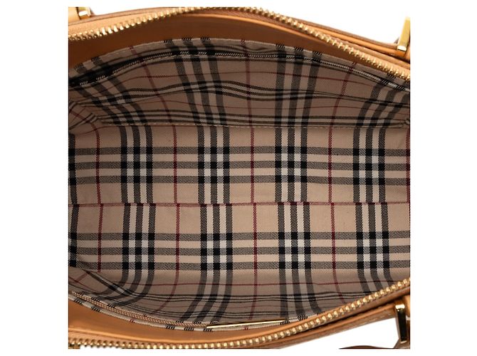 Tote in pelle marrone Burberry Caramello - vista 4