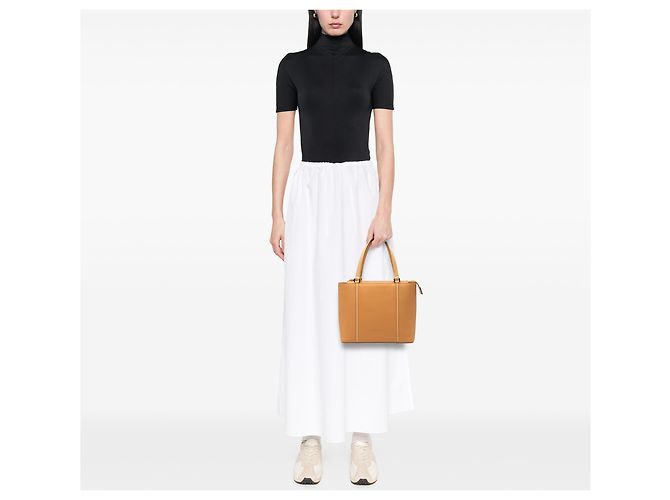 Tote in pelle marrone Burberry Caramello - vista 6