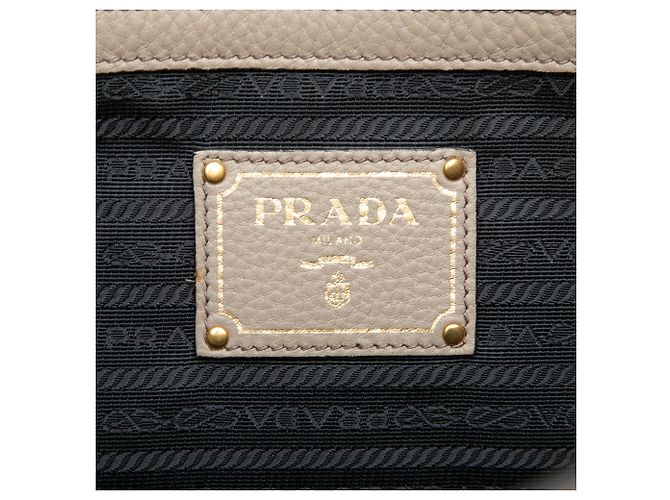 Tote Prada Marrone Vitello Daino Canapa Logo Taupe - vista 5