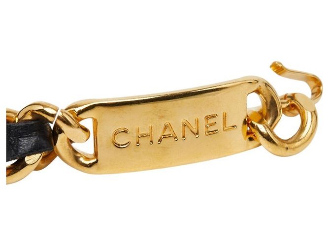 Cambon Cinturón de cadena con placa de logotipo Chanel Negro Dorado - vista 2