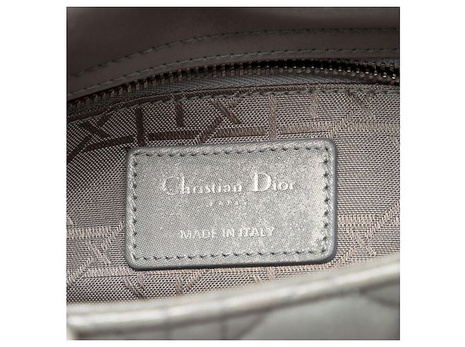 Lady Dior Cannage in agnello iridescente argento mini Dior - vista 5