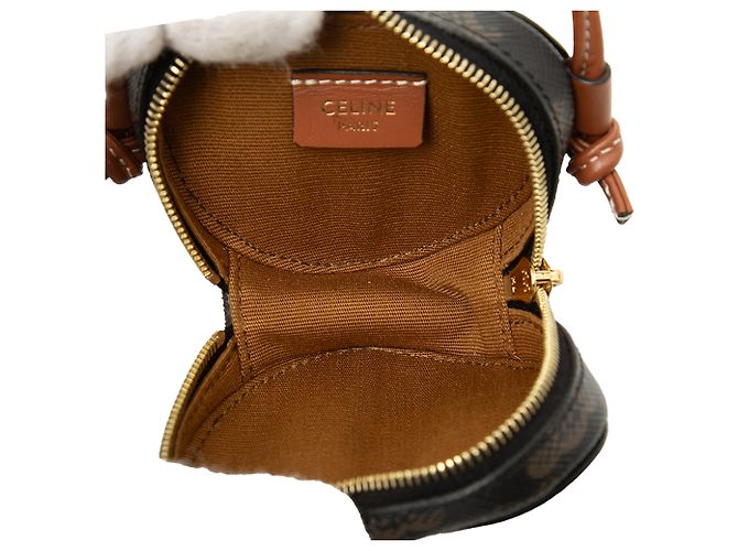 Céline Celine Brown Micro Triomphe Coated Canvas Heart Crossbody Marrone - vista 4