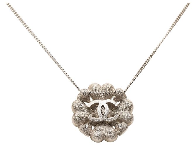 Collana con pendente Chanel Silver CC Brass Strass Clover Argento - vista 2