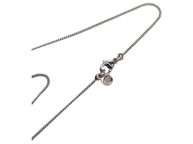 Collana con pendente Chanel Silver CC Brass Strass Clover Argento - vista 3