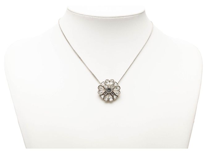 Collana con pendente Chanel Silver CC Brass Strass Clover Argento - vista 6