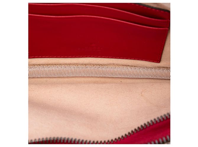 Gucci Borsa a tracolla GG Marmont in pelle di vitello rossa mini con tripla zip Rosso - vista 4