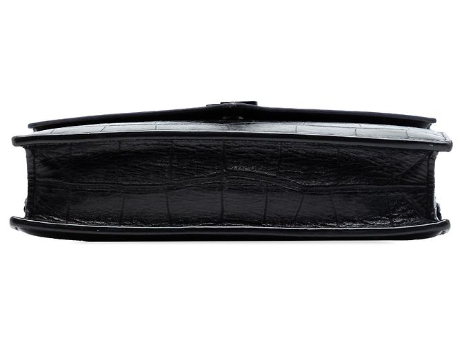 Saint Laurent Schwarzes Monogramm Monochrome Envelope Chain Wallet aus Leder mit Krokoprägung - Ansicht 3