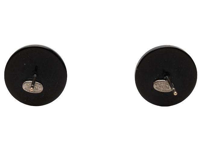 Orecchini a bottone Chanel Black CC in resina e strass Nero - vista 2