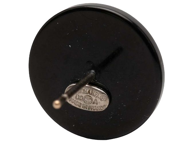 Orecchini a bottone Chanel Black CC in resina e strass Nero - vista 3