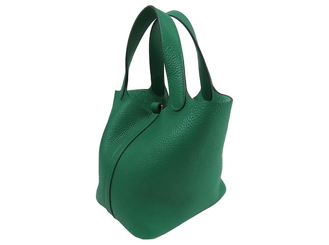 Hermès Picotin Lock 18 in pelle Clemence verde - vista 2