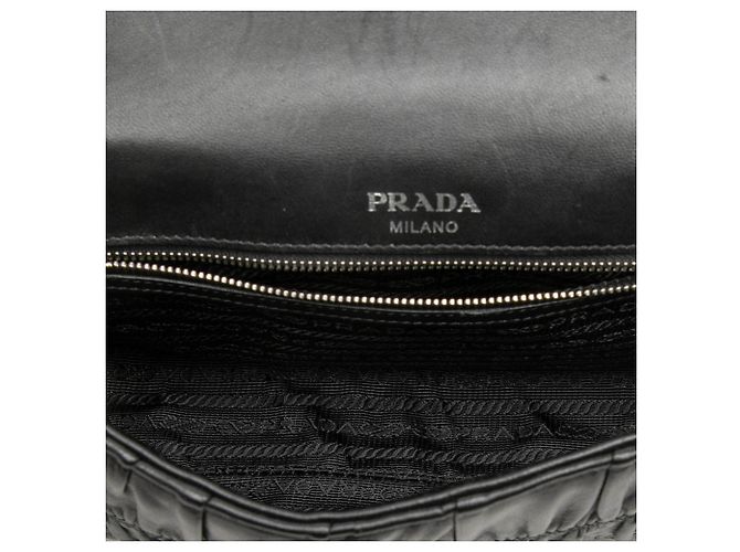 Prada Black Nappa Gaufre Chain Flap Nero - vista 4