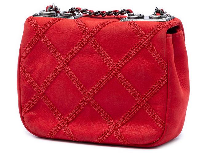Chanel Red Mini CC Iridescent Calfskin Diamond Stitch Flap Rosso - vista 2