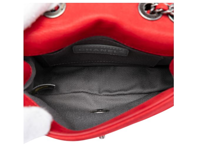 Chanel Red Mini CC Iridescent Calfskin Diamond Stitch Flap Rosso - vista 4