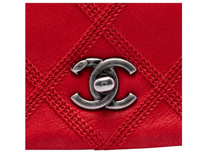 Chanel Red Mini CC Iridescent Calfskin Diamond Stitch Flap Rosso - vista 5