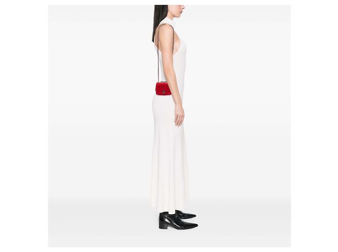Chanel Red Mini CC Iridescent Calfskin Diamond Stitch Flap Rosso - vista 6
