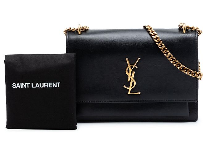 Bolso bandolera Saint Laurent Monogram Sunset en piel de becerro negro, tamaño Medium - vista 7