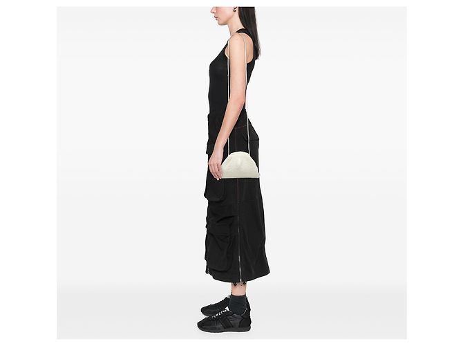 Bottega Veneta White Boucle Raffia The Mini Pouch Crossbody Bianco - vista 7