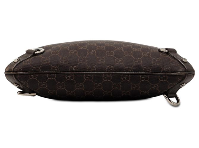 Borsa a tracolla Gucci Abbey D Ring in denim marrone con GG Marrone scuro - vista 3