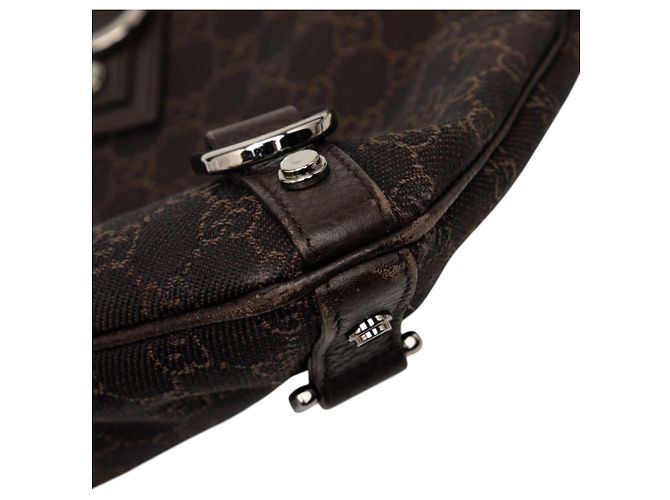 Borsa a tracolla Gucci Abbey D Ring in denim marrone con GG Marrone scuro - vista 7