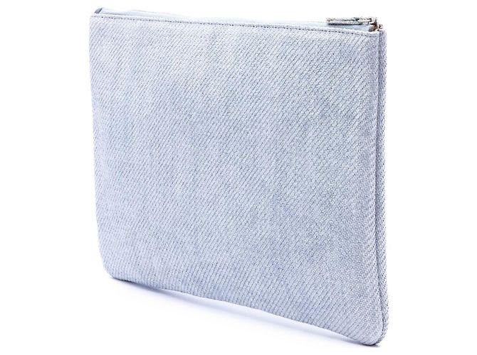 Clutch Chanel Blue Large Canvas Deauville O Case Blu chiaro - vista 2