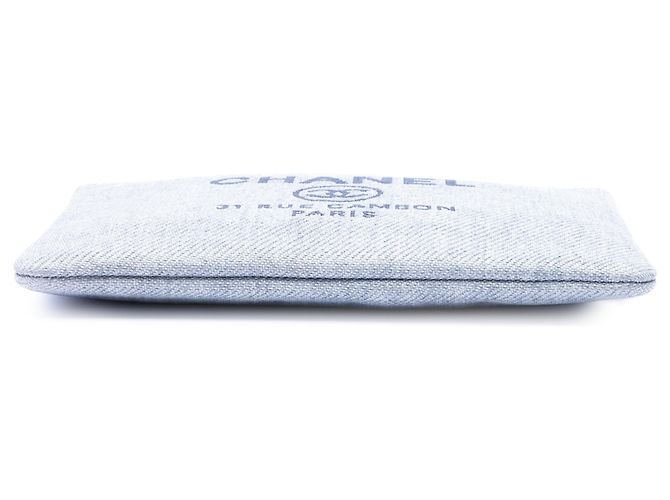 Clutch Chanel Blue Large Canvas Deauville O Case Blu chiaro - vista 3
