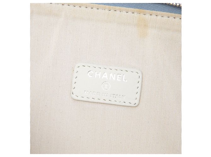 Clutch Chanel Blue Large Canvas Deauville O Case Blu chiaro - vista 5