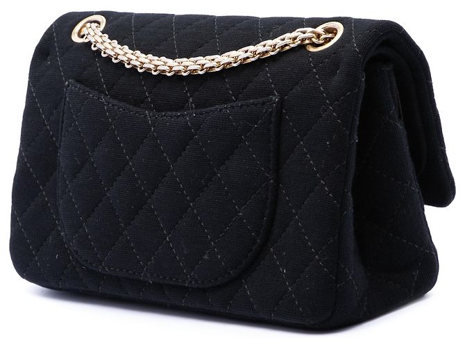 Chanel Black Quilted Jersey Reissue 2.55 Double Flap 225 Nero - vista 2