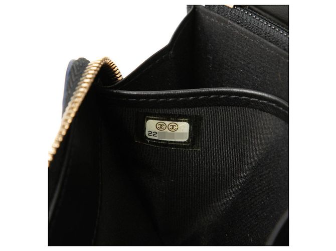 Chanel Matelassé Round Zip Long Wallet Schwarz Marineblau - Ansicht 6