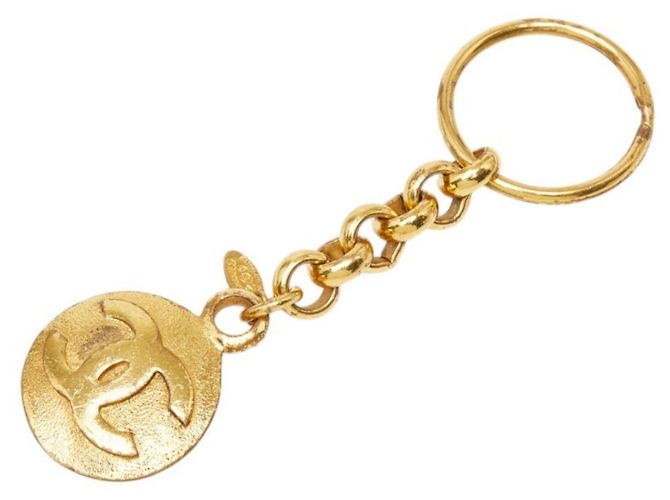 Portachiavi con charm a catena vintage Chanel Coco Mark D'oro - vista 2