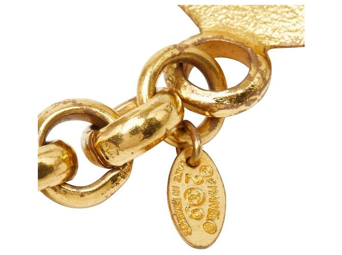 Portachiavi con charm a catena vintage Chanel Coco Mark D'oro - vista 4