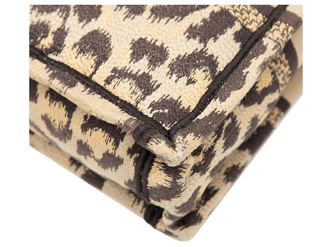 Borsa mini Christian Dior Leopard Book Tote Marrone - vista 4