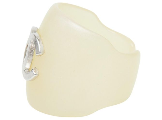 Anello Chanel Coco Mark Band in plastica avorio Crudo - vista 3