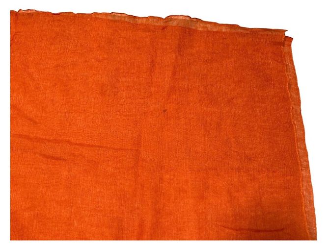 Stola trasparente in cashmere e seta Hermès Arancione - vista 5
