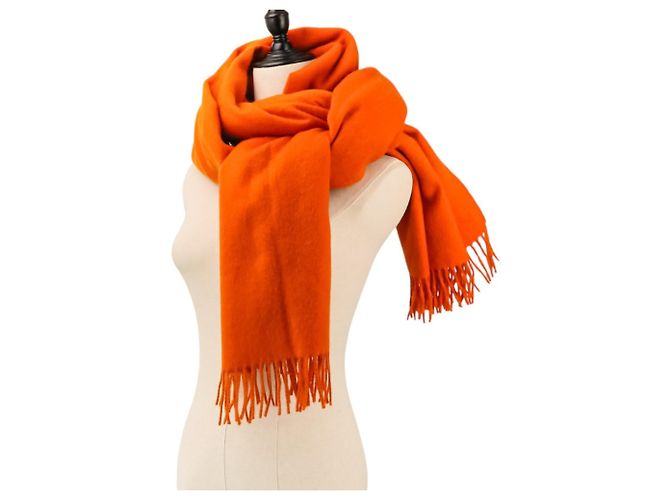 Hermès Stola in lana e cashmere arancione Hermes - vista 5