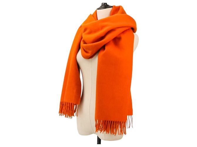Hermès Stola in lana e cashmere arancione Hermes - vista 6