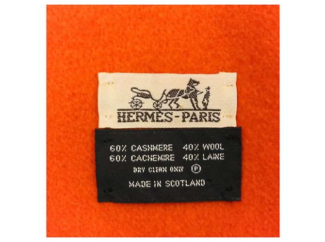 Hermès Stola in lana e cashmere arancione Hermes - vista 8