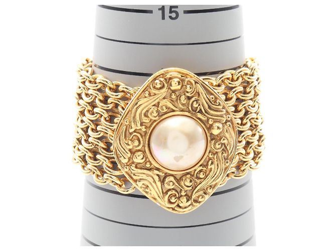 Timeless Bracciale con charm Chanel placcato oro con perle finte Bianco D'oro - vista 5