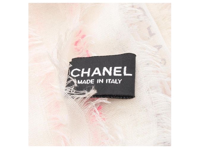Chal de seda y cachemira Chanel Castaño Rosa Crudo - vista 2