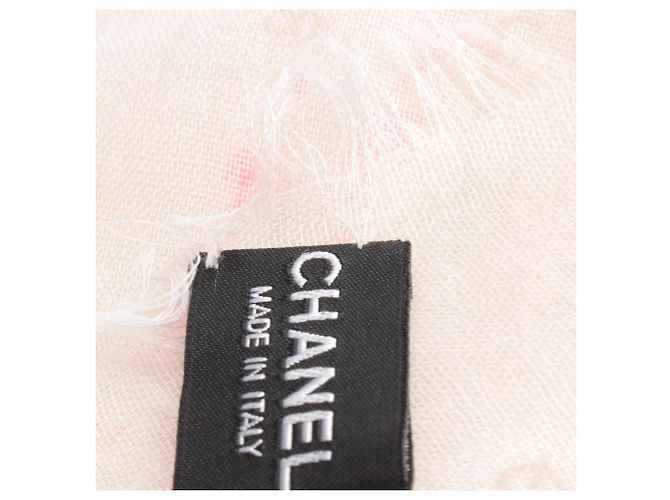 Chal de seda y cachemira Chanel Castaño Rosa Crudo - vista 4