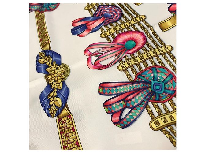 Hermès Pañuelo de seda Les Rubans du Cheval Hermes Blanco Multicolor - vista 12