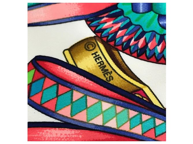 Hermès Pañuelo de seda Les Rubans du Cheval Hermes Blanco Multicolor - vista 3